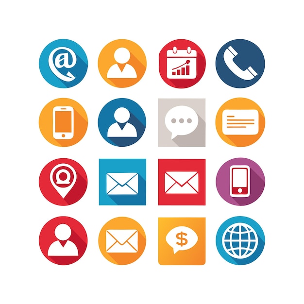 Colección de conjuntos de iconos de contacto para sitios web y aplicaciones móviles