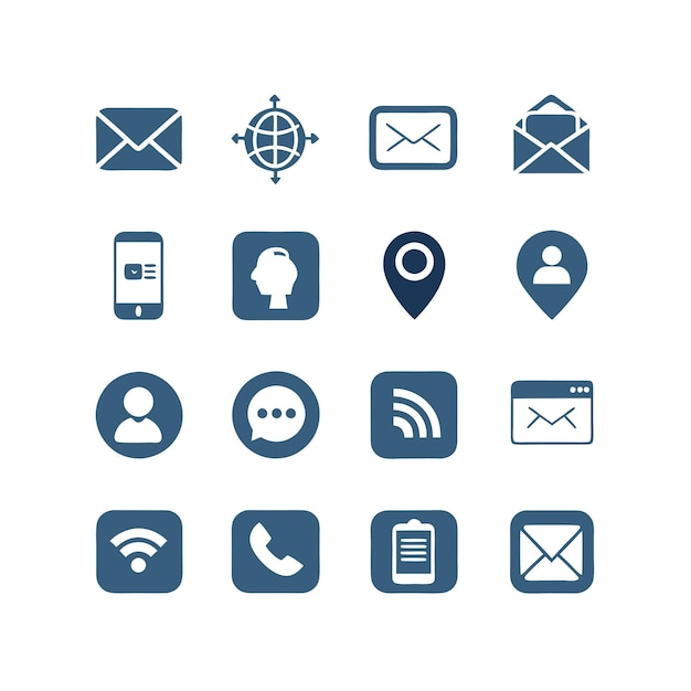 Colección de conjuntos de iconos de contacto para sitios web y aplicaciones móviles