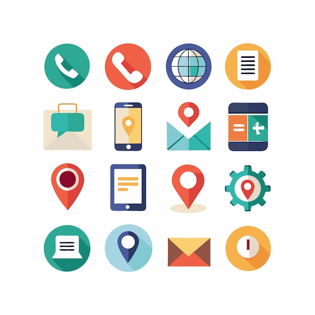 Colección de conjuntos de iconos de contacto para sitios web y aplicaciones móviles
