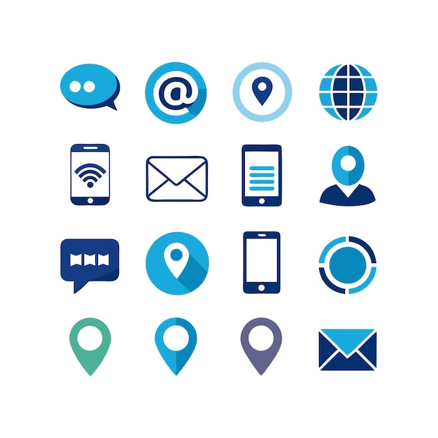 Colección de conjuntos de iconos de contacto para sitios web y aplicaciones móviles