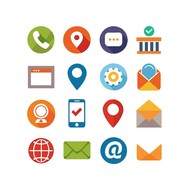 Colección de conjuntos de iconos de contacto para sitios web y aplicaciones móviles