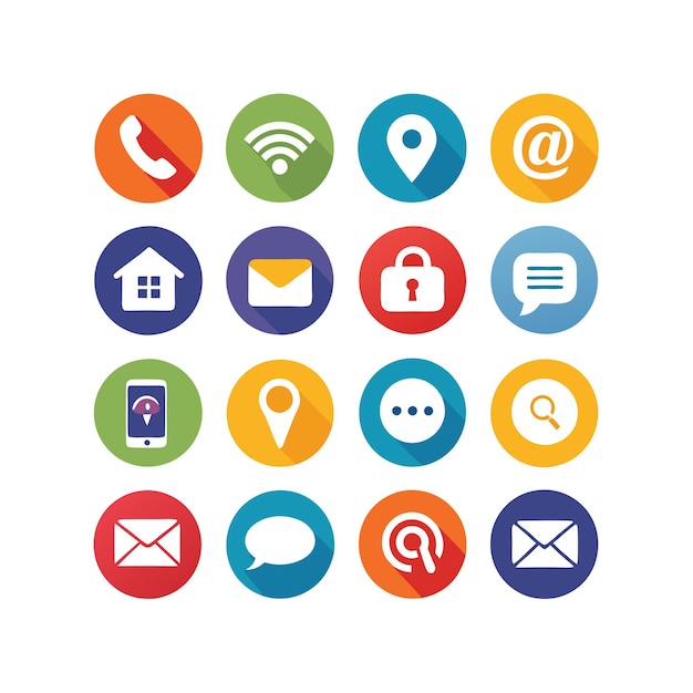 Colección de conjuntos de iconos de contacto para sitios web y aplicaciones móviles