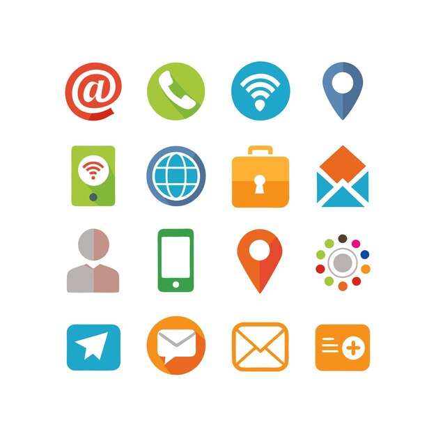Colección de conjuntos de iconos de contacto para sitios web y aplicaciones móviles