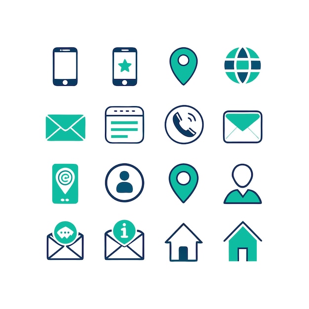 Colección de conjuntos de iconos de contacto para sitios web y aplicaciones móviles