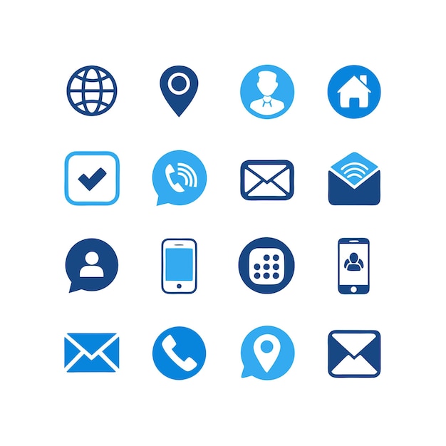 Colección de conjuntos de iconos de contacto para sitios web y aplicaciones móviles