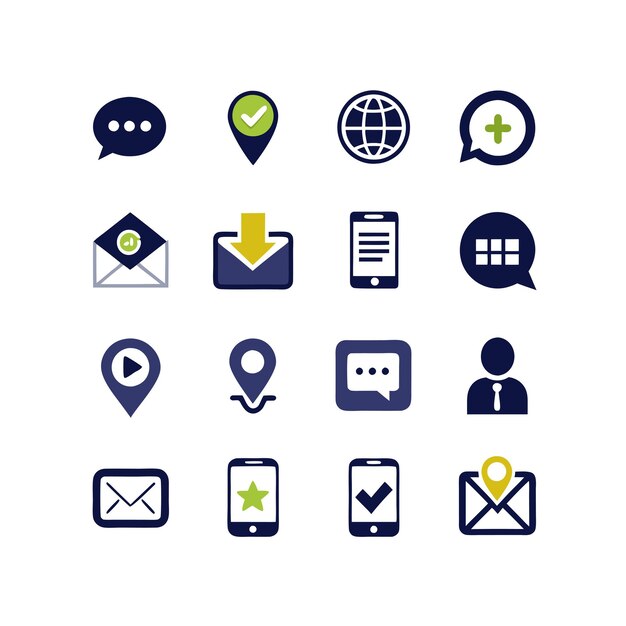 Colección de conjuntos de iconos de contacto para sitios web y aplicaciones móviles