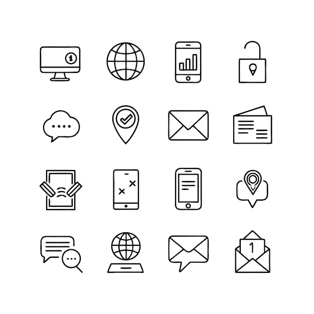Colección de conjuntos de iconos de contacto para sitios web y aplicaciones móviles