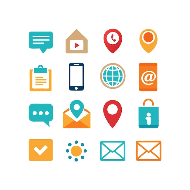 Colección de conjuntos de iconos de contacto para sitios web y aplicaciones móviles