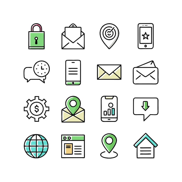 Colección de conjuntos de iconos de contacto para sitios web y aplicaciones móviles