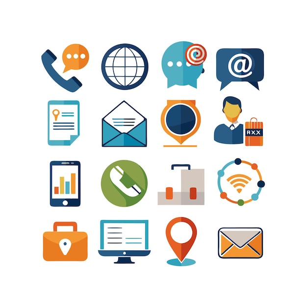 Colección de conjuntos de iconos de contacto para sitios web y aplicaciones móviles