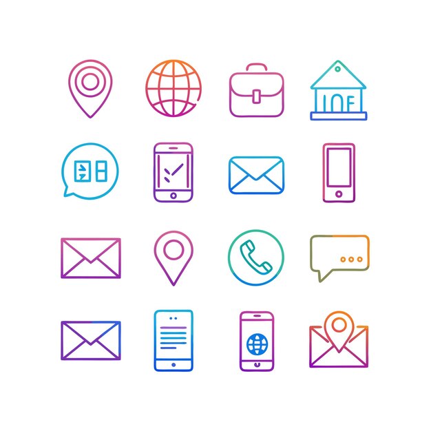 Colección de conjuntos de iconos de contacto para sitios web y aplicaciones móviles