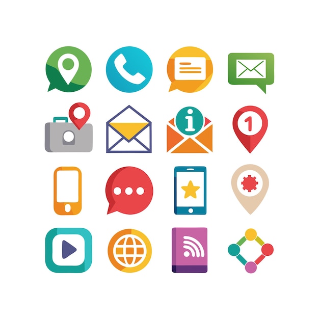 Colección de conjuntos de iconos de contacto para sitios web y aplicaciones móviles