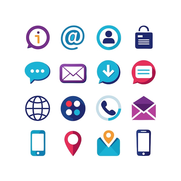 Colección de conjuntos de iconos de contacto para sitios web y aplicaciones móviles