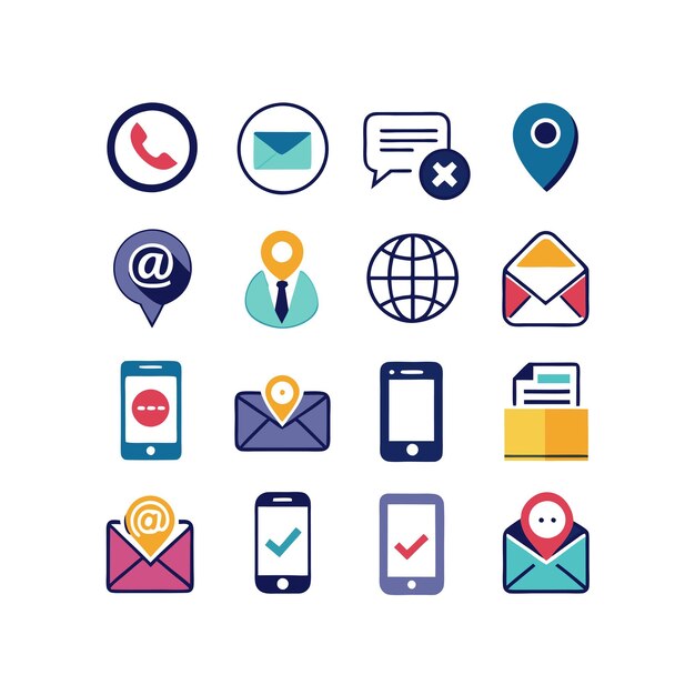 Colección de conjuntos de iconos de contacto para sitios web y aplicaciones móviles