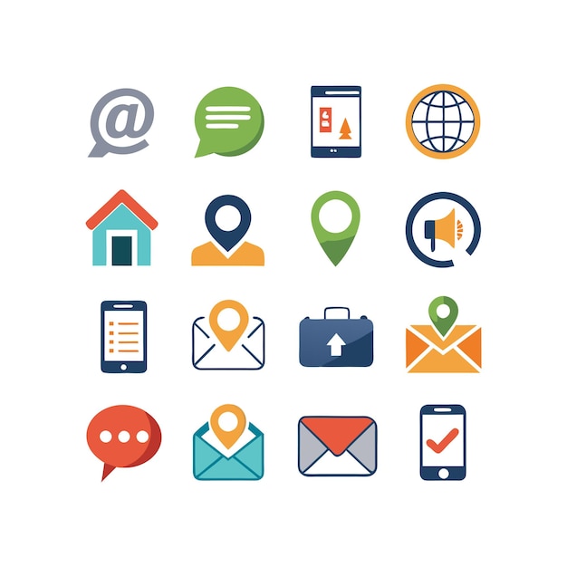 Colección de conjuntos de iconos de contacto para sitios web y aplicaciones móviles
