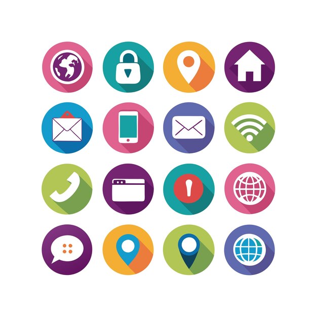 Colección de conjuntos de iconos de contacto para sitios web y aplicaciones móviles