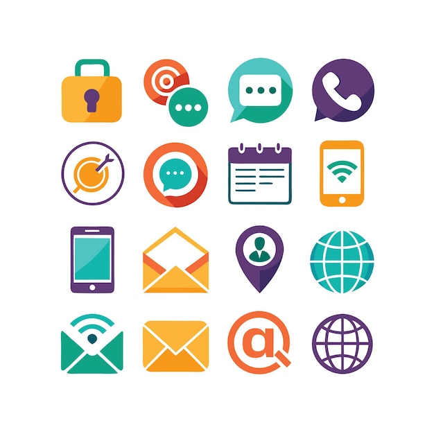 Colección de conjuntos de iconos de contacto para sitios web y aplicaciones móviles