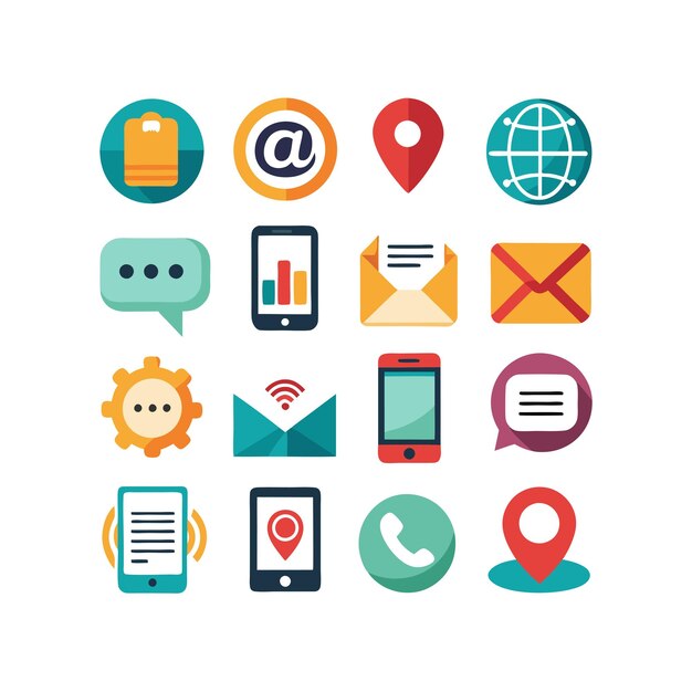 Colección de conjuntos de iconos de contacto para sitios web y aplicaciones móviles