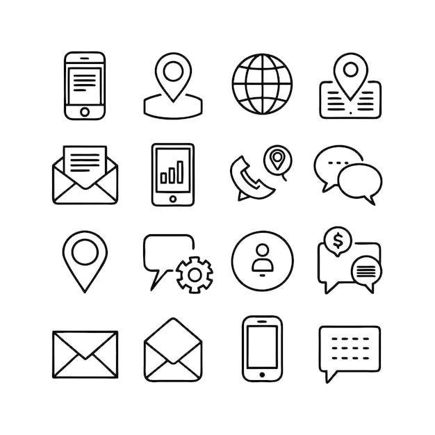 Colección de conjuntos de iconos de contacto para sitios web y aplicaciones móviles