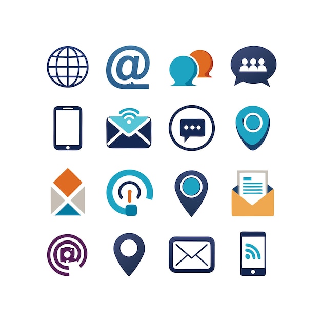 Colección de conjuntos de iconos de contacto para sitios web y aplicaciones móviles