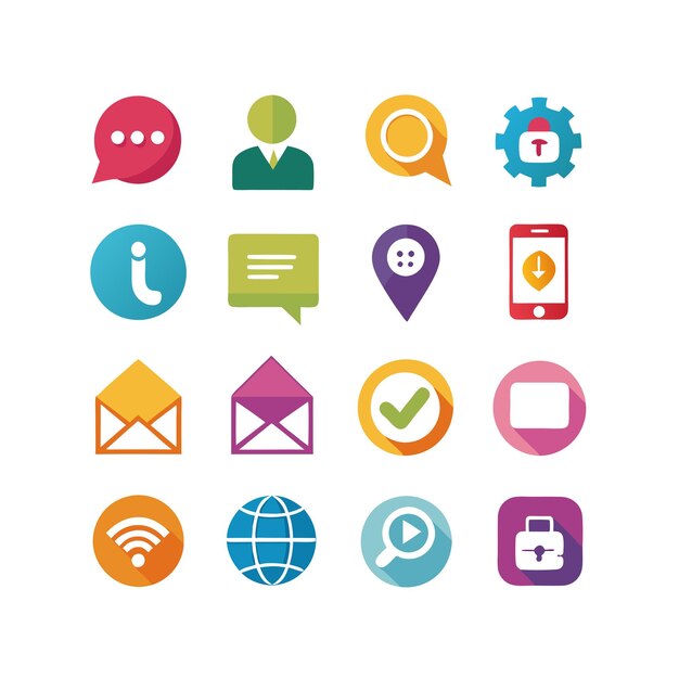 Colección de conjuntos de iconos de contacto para sitios web y aplicaciones móviles