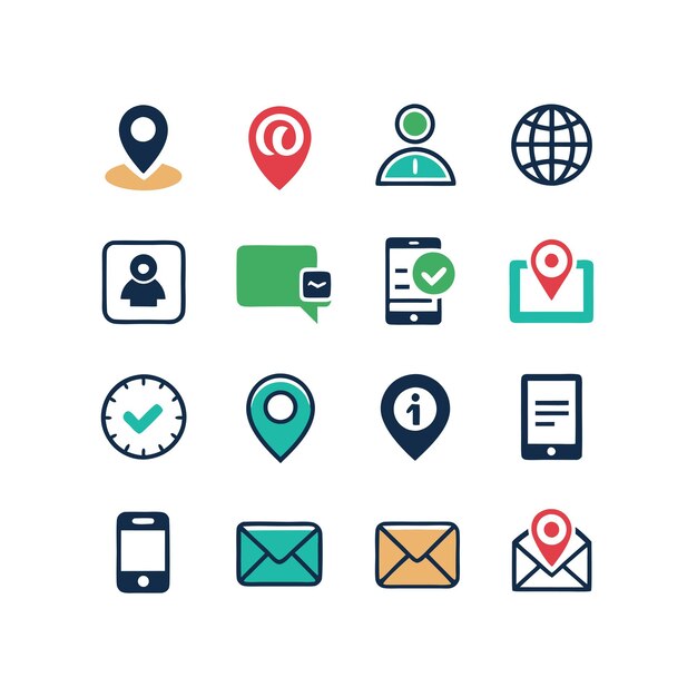 Colección de conjuntos de iconos de contacto para sitios web y aplicaciones móviles