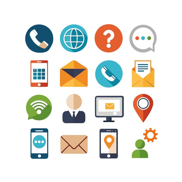 Colección de conjuntos de iconos de contacto para sitios web y aplicaciones móviles