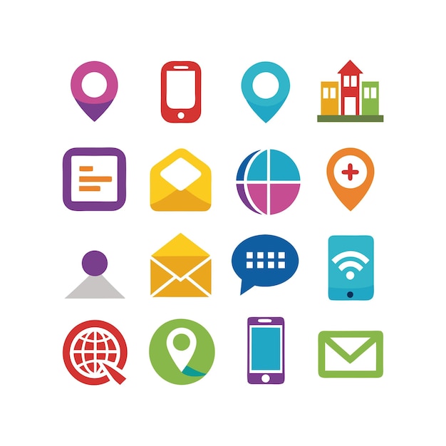 Colección de conjuntos de iconos de contacto para sitios web y aplicaciones móviles
