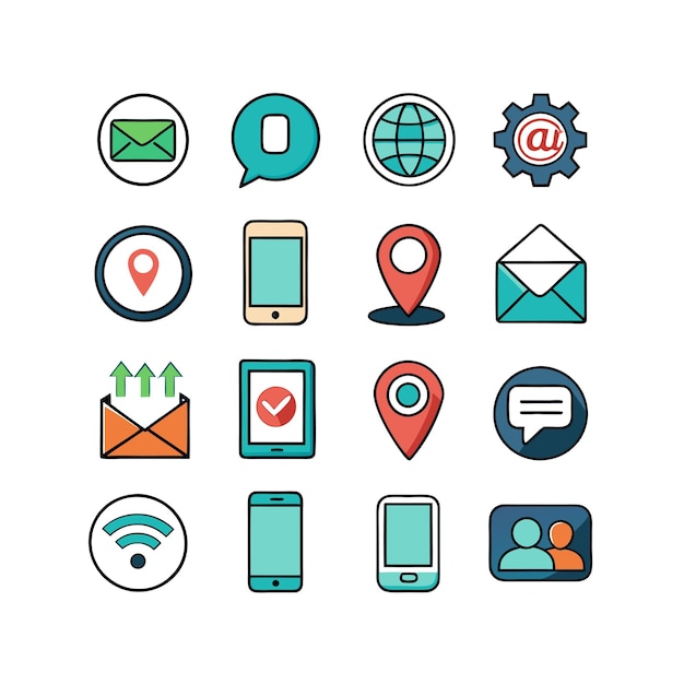 Colección de conjuntos de iconos de contacto para sitios web y aplicaciones móviles