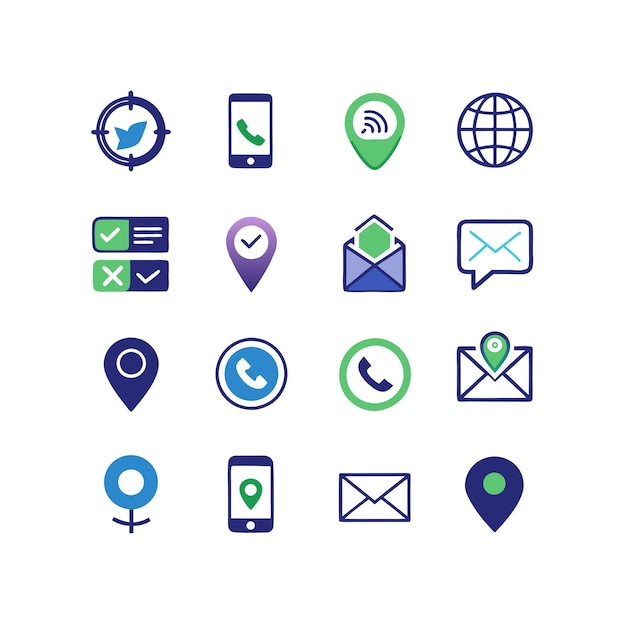 Colección de conjuntos de iconos de contacto para sitios web y aplicaciones móviles