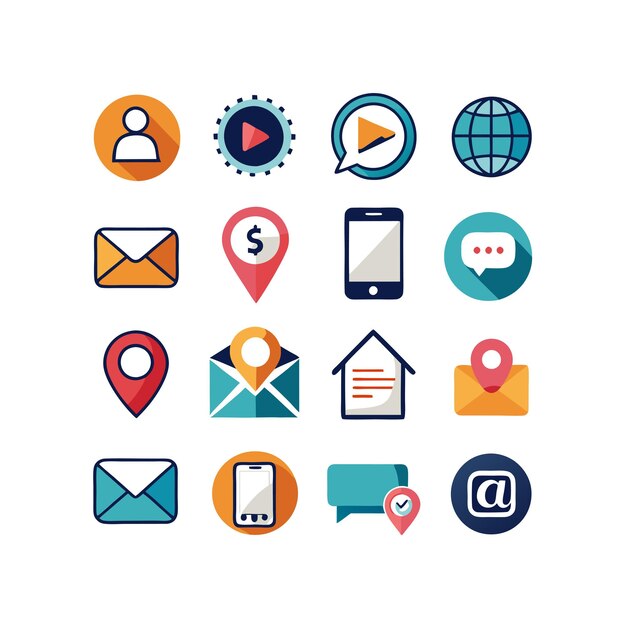 Colección de conjuntos de iconos de contacto para sitios web y aplicaciones móviles