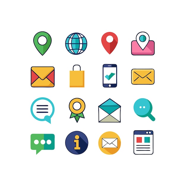 Colección de conjuntos de iconos de contacto para sitios web y aplicaciones móviles