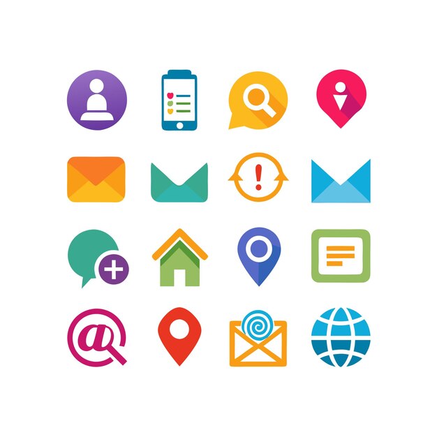 Colección de conjuntos de iconos de contacto para sitios web y aplicaciones móviles