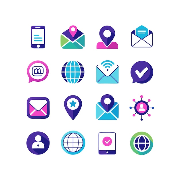 Colección de conjuntos de iconos de contacto para sitios web y aplicaciones móviles
