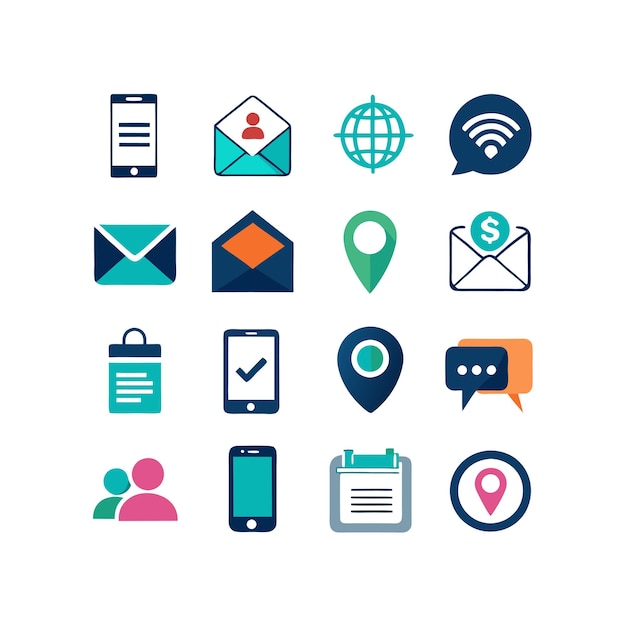 Colección de conjuntos de iconos de contacto para sitios web y aplicaciones móviles