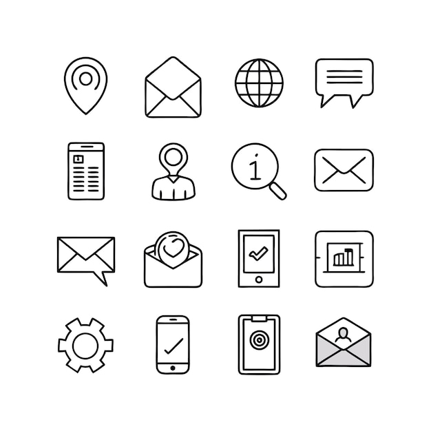 Colección de conjuntos de iconos de contacto para sitios web y aplicaciones móviles