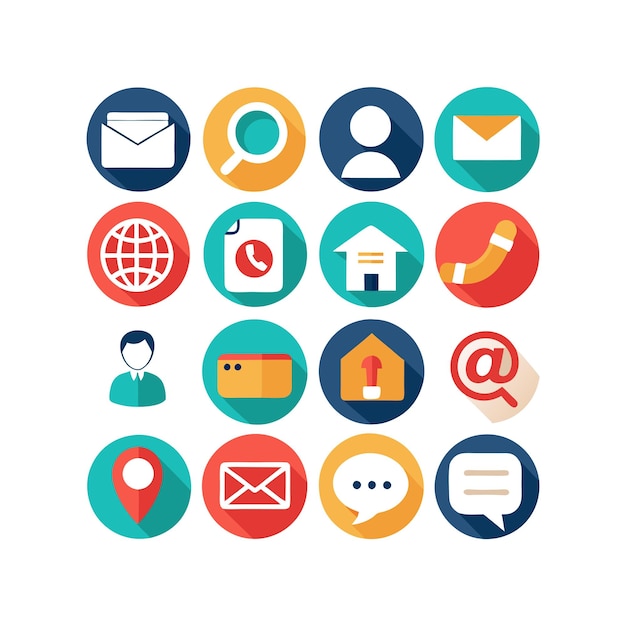 Colección de conjuntos de iconos de contacto para sitios web y aplicaciones móviles
