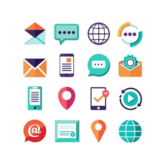 Colección de conjuntos de iconos de contacto para sitios web y aplicaciones móviles