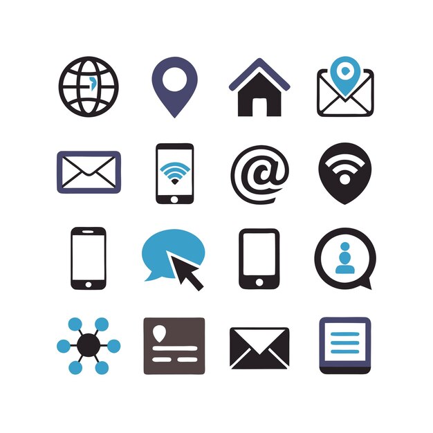 Colección de conjuntos de iconos de contacto para sitios web y aplicaciones móviles