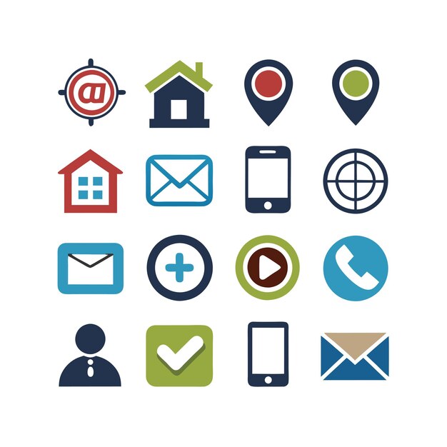 Colección de conjuntos de iconos de contacto para sitios web y aplicaciones móviles