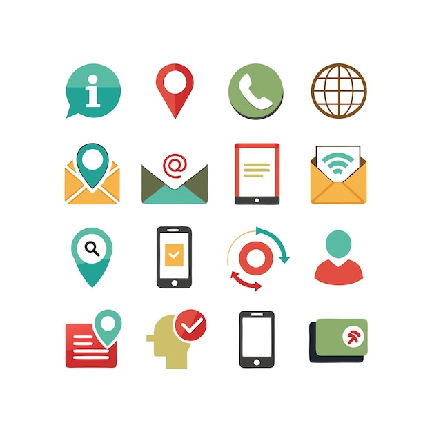 Colección de conjuntos de iconos de contacto para sitios web y aplicaciones móviles