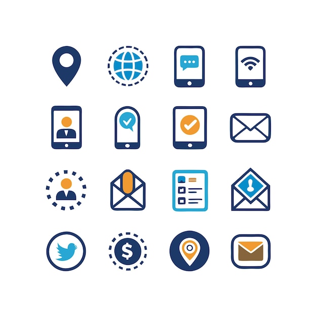 Colección de conjuntos de iconos de contacto para sitios web y aplicaciones móviles