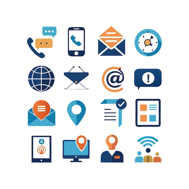 Colección de conjuntos de iconos de contacto para sitios web y aplicaciones móviles