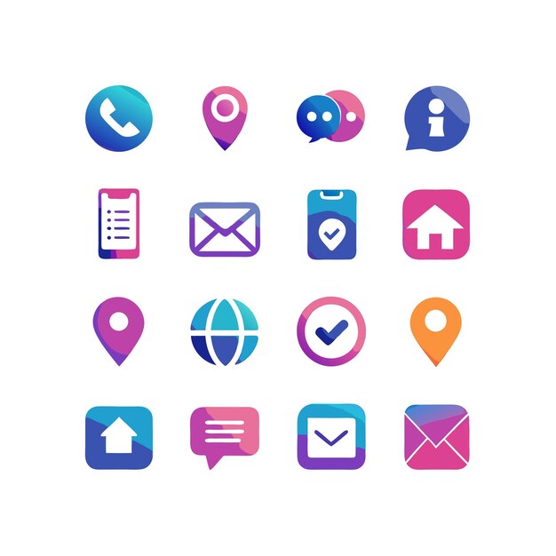 Colección de conjuntos de iconos de contacto para sitios web y aplicaciones móviles