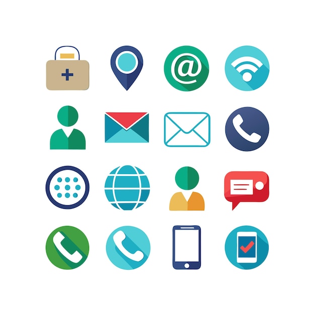 Colección de conjuntos de iconos de contacto para sitios web y aplicaciones móviles