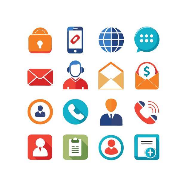 Colección de conjuntos de iconos de contacto para sitios web y aplicaciones móviles