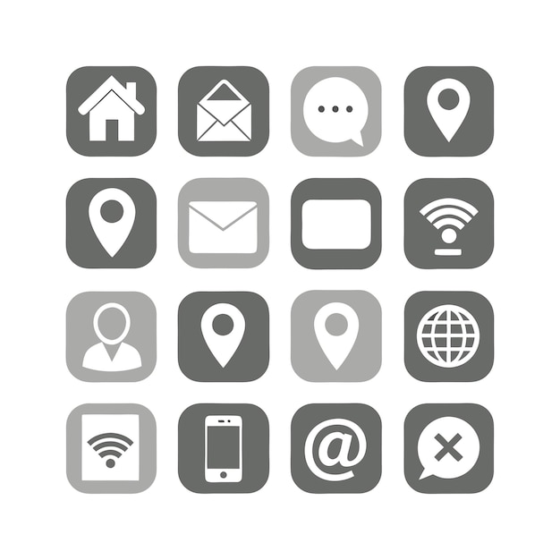 Colección de conjuntos de iconos de contacto para sitios web y aplicaciones móviles
