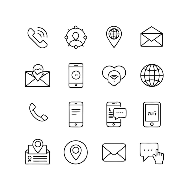 Colección de conjuntos de iconos de contacto para sitios web y aplicaciones móviles