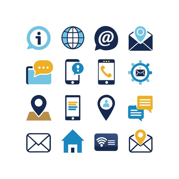 Colección de conjuntos de iconos de contacto para sitios web y aplicaciones móviles