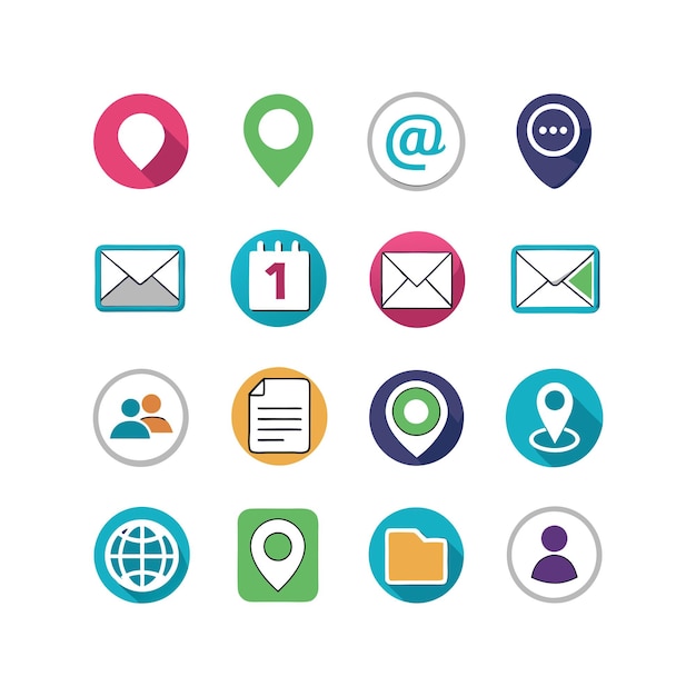 Colección de conjuntos de iconos de contacto para sitios web y aplicaciones móviles